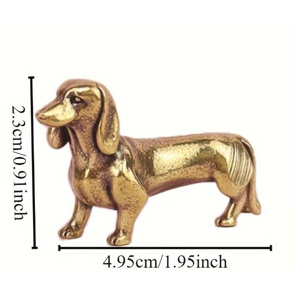 BG7-miniature brass metal dachshund dog hotdog animal figurine - Picture 2 of 2